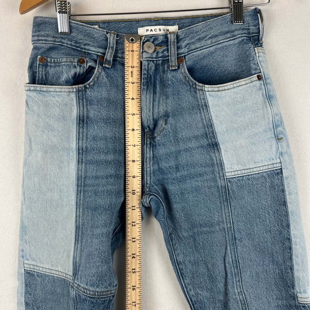 Pacsun Slim Taper Mens Jeans 28x30 RUN‎ SMALL Colorblock Denim 90s Patchwork - Picture 9 of 12